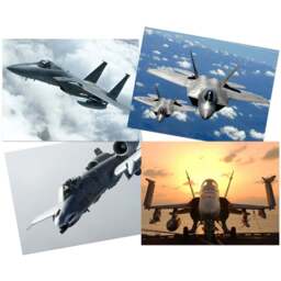 Artery8 Warthog Eagle Hornet Raptor Fighter Jets Wall Art Print 30 x 41cm 4 Pack - Size: 40.5 x 30.5 x 0.3cm - Multi - Wilko - thumbnail 1