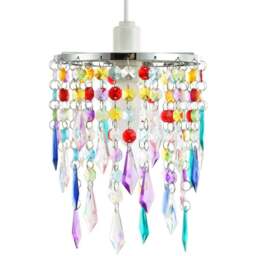 Happy Homewares Waterfall Design Multi Colour Acrylic Drops and Beads Pendant Shade - Size: 22 x 16 x 16cm - Wilko