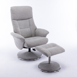 Madrid Grey Fabric Swivel TV Chair with Footrest - Size: Single - Wilko - thumbnail 6