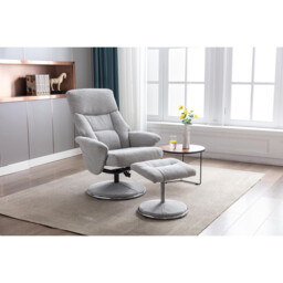 Madrid Grey Fabric Swivel TV Chair with Footrest - Size: Single - Wilko - thumbnail 7