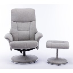 Madrid Grey Fabric Swivel TV Chair with Footrest - Size: Single - Wilko - thumbnail 2