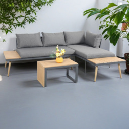 Outdoor Living Belmont 3 Seater Metal and Contemporary Poly-Wood Sectional Corner Garden Set - Grey - Wilko - thumbnail 1