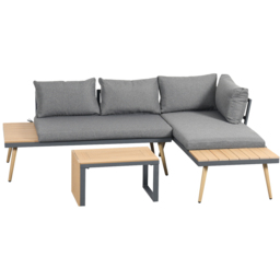 Outdoor Living Belmont 3 Seater Metal and Contemporary Poly-Wood Sectional Corner Garden Set - Grey - Wilko - thumbnail 3