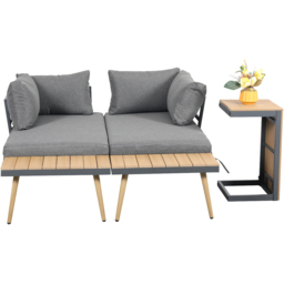 Outdoor Living Belmont 3 Seater Metal and Contemporary Poly-Wood Sectional Corner Garden Set - Grey - Wilko - thumbnail 7