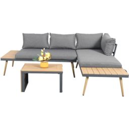 Outdoor Living Belmont 3 Seater Metal and Contemporary Poly-Wood Sectional Corner Garden Set - Grey - Wilko - thumbnail 4