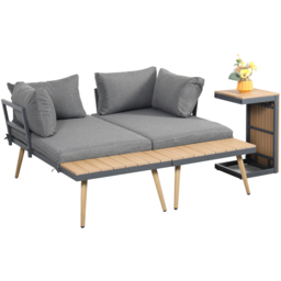 Outdoor Living Belmont 3 Seater Metal and Contemporary Poly-Wood Sectional Corner Garden Set - Grey - Wilko - thumbnail 6