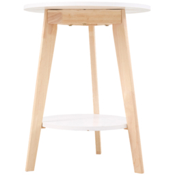Living and Home 2-Tier White Round Wooden Coffee Side Table - Size: 60 x 48 x 48cm - Wilko - thumbnail 4