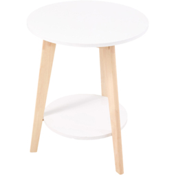 Living and Home 2-Tier White Round Wooden Coffee Side Table - Size: 60 x 48 x 48cm - Wilko - thumbnail 3
