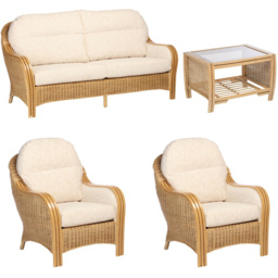 Desser Furniture Centurion 5 Seater Cotton Cream Sofa Set - Brown - Wilko - thumbnail 3