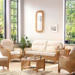 Desser Furniture Centurion 5 Seater Cotton Cream Sofa Set - Brown - Wilko