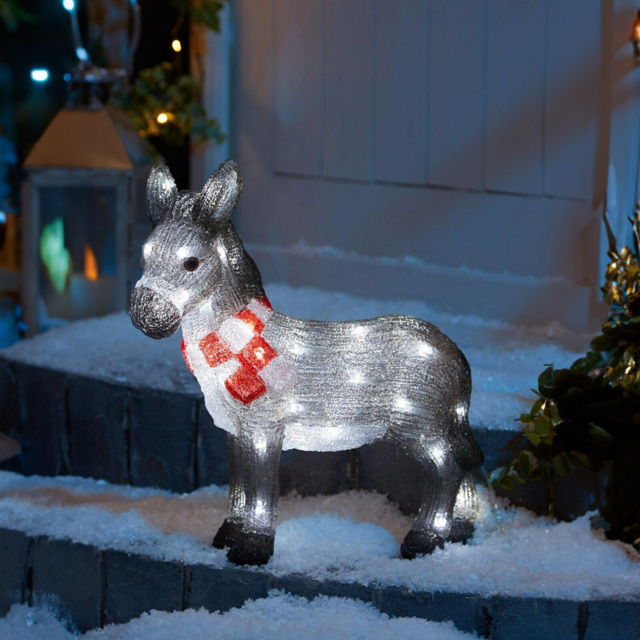 Marco Paul Cool White LED Inlit Nativity Donkey - Size: 34 x 32 x 14cm - Wilko - image 1