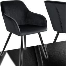 tectake Marilyn Black Velvet Look Padded Dining Chair - Size: 82 x 58 x 62cm - Wilko - thumbnail 3