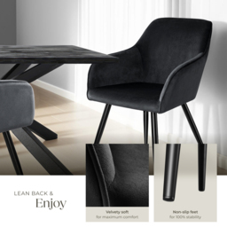 tectake Marilyn Black Velvet Look Padded Dining Chair - Size: 82 x 58 x 62cm - Wilko - thumbnail 5