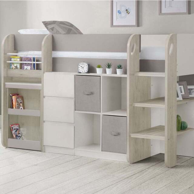 Julian Bowen Saturn Single Taupe Mid Sleeper with Storage - Brown - Wilko - image 1