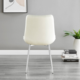 Furniturebox Molini Cesano 6 Seater Dining Set White Gloss Cream and Chrome - Wilko - thumbnail 5