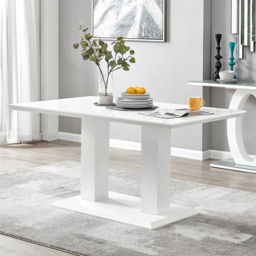 Furniturebox Molini Cesano 6 Seater Dining Set White Gloss Cream and Chrome - Wilko - thumbnail 3