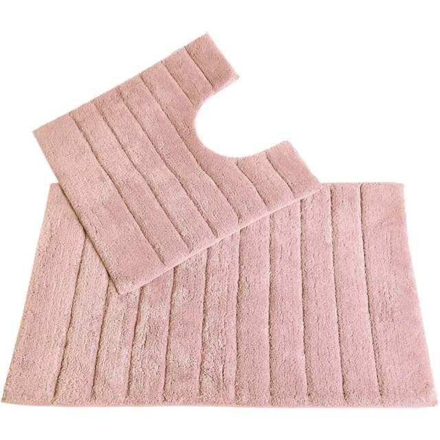 Allure Bath Fashions Blush Ribbed Bath Mat and Pedestal Mat Set 2 Piece - Size: 50 x 80cm - Pink - Wilko - image 1