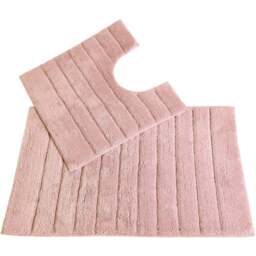 Allure Bath Fashions Blush Ribbed Bath Mat and Pedestal Mat Set 2 Piece - Size: 50 x 80cm - Pink - Wilko - thumbnail 1