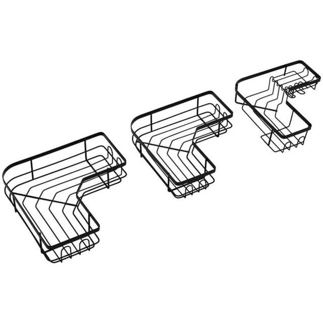 H&O Direct Shower Caddy Set of 3 - Size: 7 x 26.5 x 26.5cm - Black - Wilko - image 1