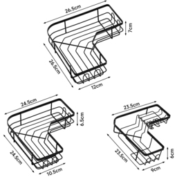 H&O Direct Shower Caddy Set of 3 - Size: 7 x 26.5 x 26.5cm - Black - Wilko - thumbnail 5