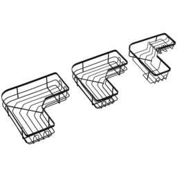 H&O Direct Shower Caddy Set of 3 - Size: 7 x 26.5 x 26.5cm - Black - Wilko