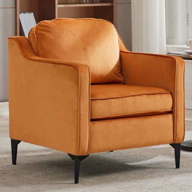 Living and Home Orange Linen Sofa Chair - Size: 81 x 70 x 72cm - Wilko - image 1