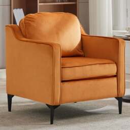 Living and Home Orange Linen Sofa Chair - Size: 81 x 70 x 72cm - Wilko