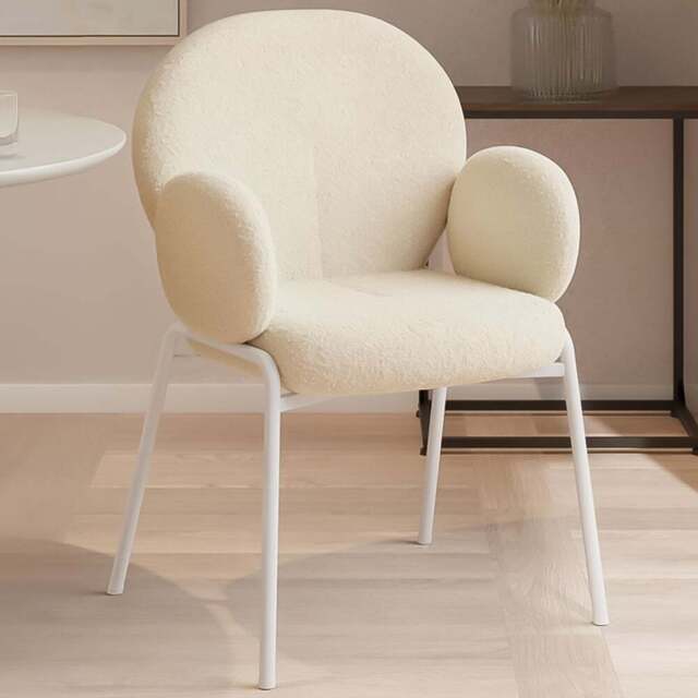 tectake Cream Boucle Padded Dining Chair - Size: 90 x 62 x 61.5cm - Wilko - image 1