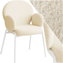 tectake Cream Boucle Padded Dining Chair - Size: 90 x 62 x 61.5cm - Wilko - thumbnail 3