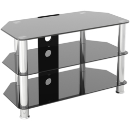 AVF Classic 2 Shelf Black and Chrome Glass Corner TV Unit with Cable Management - AVF Group Ltd - Wilko - thumbnail 3