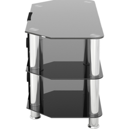 AVF Classic 2 Shelf Black and Chrome Glass Corner TV Unit with Cable Management - AVF Group Ltd - Wilko - thumbnail 5