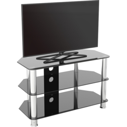 AVF Classic 2 Shelf Black and Chrome Glass Corner TV Unit with Cable Management - AVF Group Ltd - Wilko - thumbnail 6