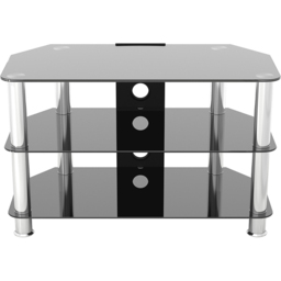 AVF Classic 2 Shelf Black and Chrome Glass Corner TV Unit with Cable Management - AVF Group Ltd - Wilko - thumbnail 4
