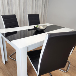 Kosy Koala 4 Seater Faux Leather Dining Set Black and White - Size: 100 x 42 x 57cm - White Black - Portland - Wilko - thumbnail 3