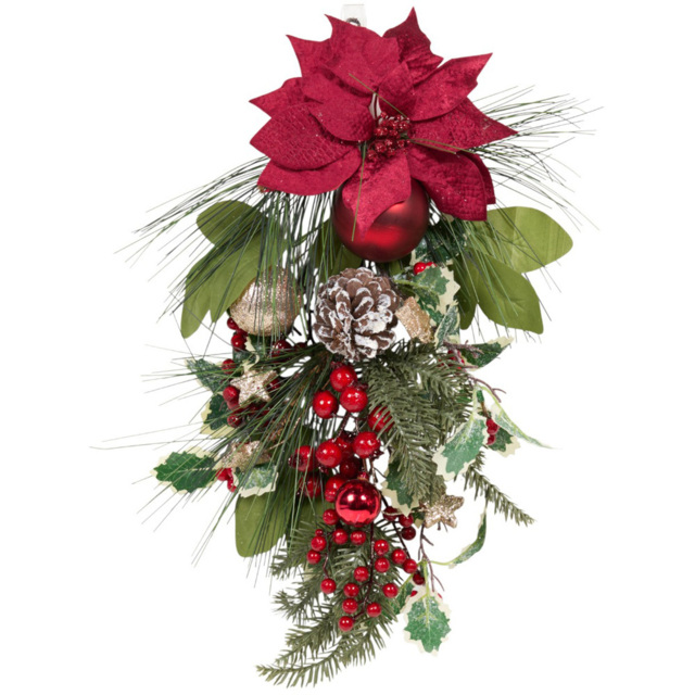 Traditional Poinsettia Bauble Door Drop - Size: 60 x 27xm - Wilko - image 1