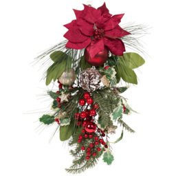 Traditional Poinsettia Bauble Door Drop - Size: 60 x 27xm - Wilko