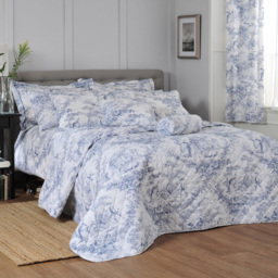 The Lyndon Company 2021 Toile Double Blue Bedspread - Wilko