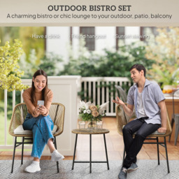 Outsunny 3 Piece Rattan Bistro Set Brown - Size: 2 Seater - Yellow - Wilko - thumbnail 6