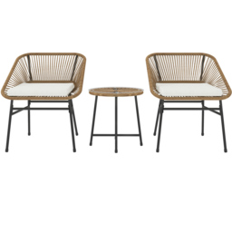 Outsunny 3 Piece Rattan Bistro Set Brown - Size: 2 Seater - Yellow - Wilko - thumbnail 3