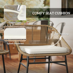 Outsunny 3 Piece Rattan Bistro Set Brown - Size: 2 Seater - Yellow - Wilko - thumbnail 7