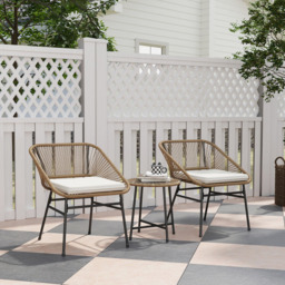 Outsunny 3 Piece Rattan Bistro Set Brown - Size: 2 Seater - Yellow - Wilko - thumbnail 5