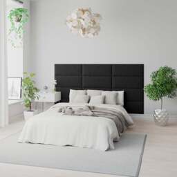 Aspire EasyMount Ebony Plush Velvet Upholstered Wall Mounted Headboard Panels 8 Pack - Black - Aspire Beds - Wilko