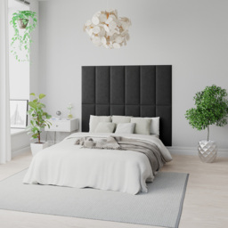 Aspire EasyMount Ebony Plush Velvet Upholstered Wall Mounted Headboard Panels 8 Pack - Black - Aspire Beds - Wilko - thumbnail 5