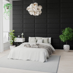 Aspire EasyMount Ebony Plush Velvet Upholstered Wall Mounted Headboard Panels 8 Pack - Black - Aspire Beds - Wilko - thumbnail 3