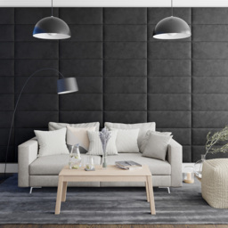 Aspire EasyMount Ebony Plush Velvet Upholstered Wall Mounted Headboard Panels 8 Pack - Black - Aspire Beds - Wilko - thumbnail 4