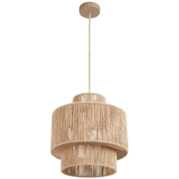 tectake Allegra 3-Tier Boho Chic Jute Fibre Pendant Light - Size: 33 x 32 x 32cm - Nature - Wilko