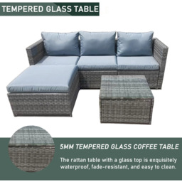 Furniture One 3 Seater Grey Rattan L Shape Reversible Corner Chaise Lounge Sofa Set - Wilko - thumbnail 7