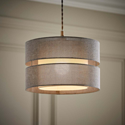 ValueLights Sophia-2 Tier Grey Linen Medium Drum Ceiling Lamp Shade - Size: 18.5 x 30 x 30cm - Wilko - thumbnail 4