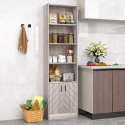 Costway 2 Door 4 Shelf Grey Tall Bookshelf - Size: 50 x 24 x 180cm - Wilko - thumbnail 6