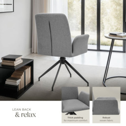 tectake Daya Set of 4 Anthracite Upholstered Swivel Chair - Size: Single - Grey - Wilko - thumbnail 6